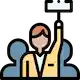 Sketch of a lady raising her hand